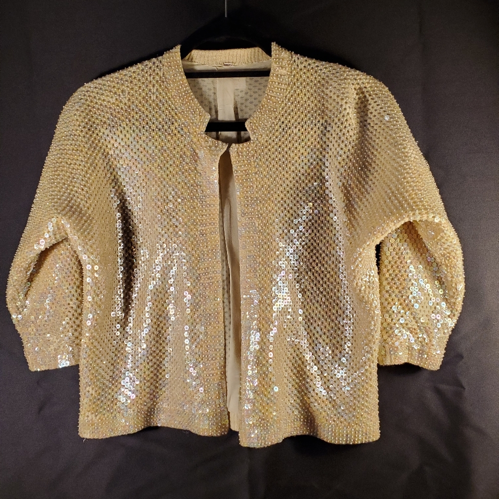 Hand Beaded Sequence Cardigan-100%Pure Wool-M/L